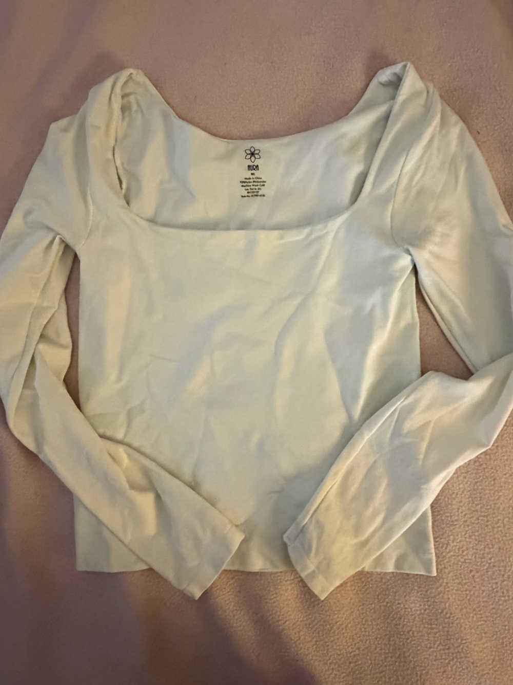 Aura Cream Scoop-Neck Long Sleeve Sweater